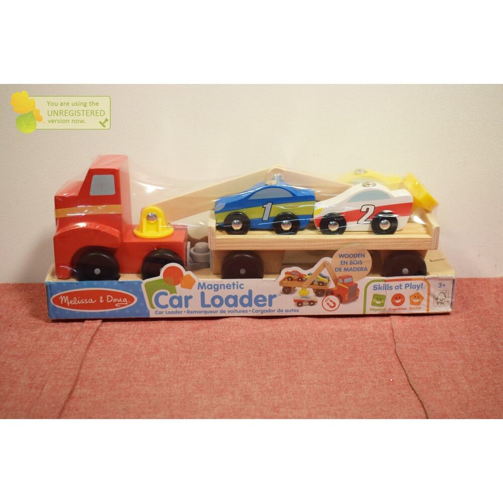 Melissa & Doug Magnetic Car Loader Wooden Toy Set